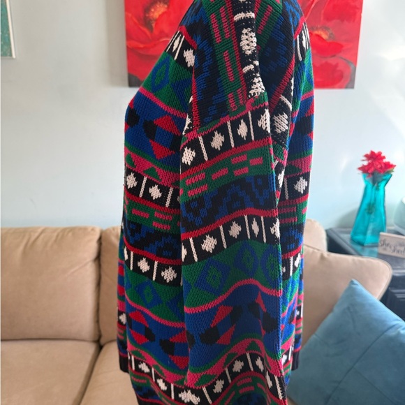 Vintage Multicolored 80s 90s Geometric Crewneck Sweater Womens L Large Vibrant - Picture 3 of 6